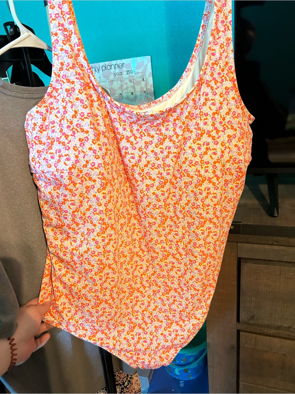 Amazon Essentials Pink and Orange Floral Camisole Tank